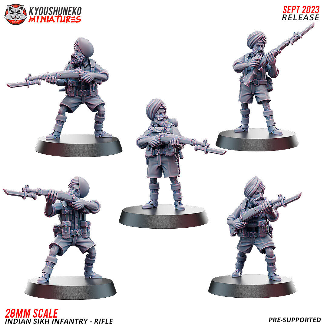 Bolt Action Battlegroup 20 -28mm Riflemen - Indian Sikh Infantry ww2 (5)