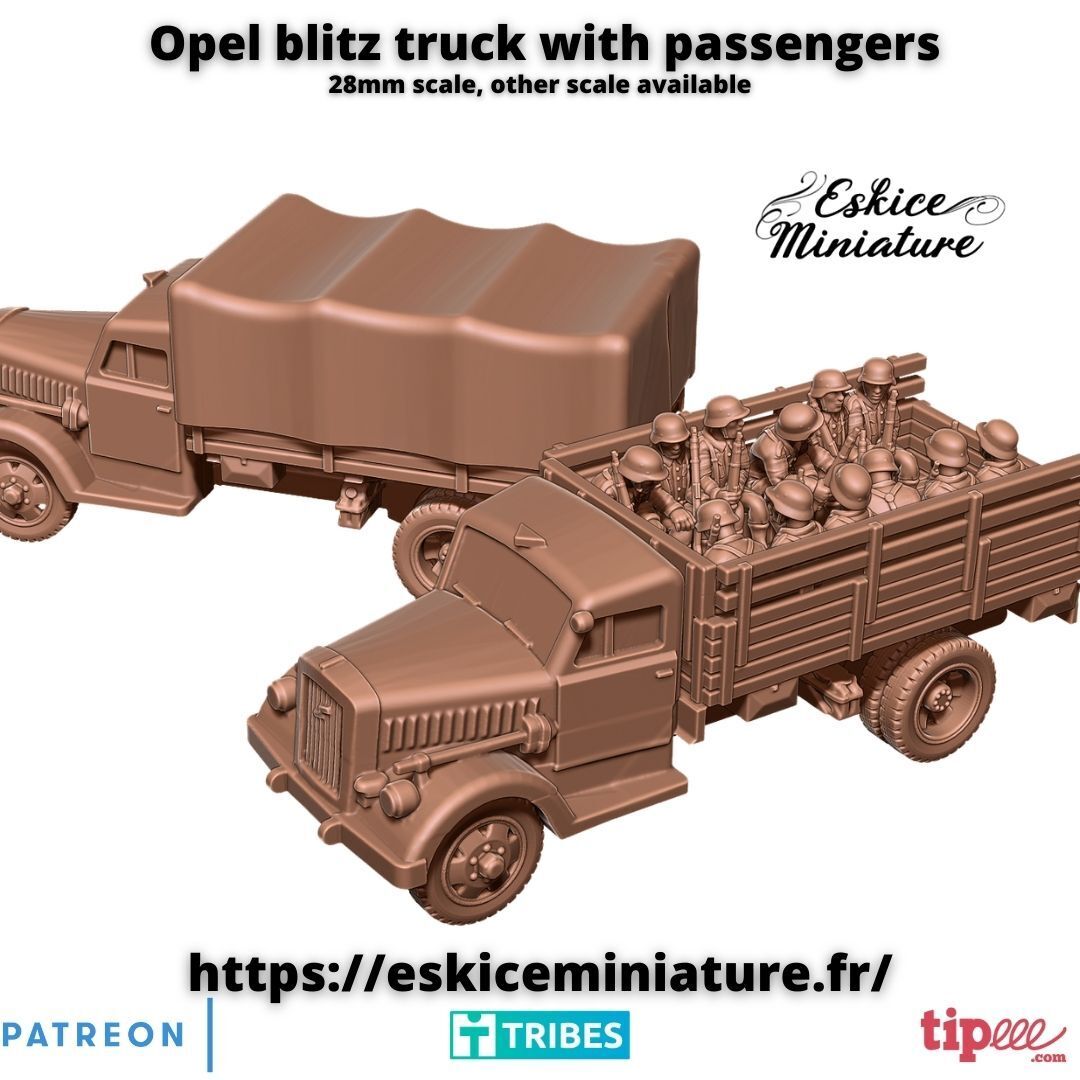 BattlegroupBolt Action Chain of Command Opel Bliz Truck 28mm - 2 Variants