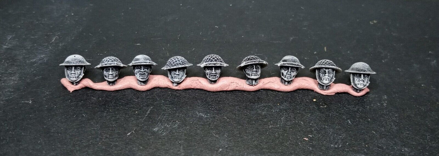 Bolt Action Battlegroup 28 mm British heads set of 9