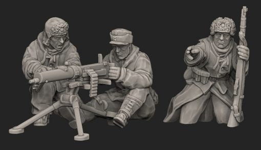 WWII Finnish Maxim MMG Team (3 models) Various Scales Historical Wargaming