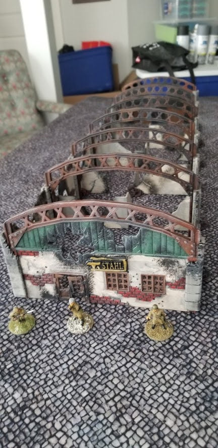 Wargaming Terrain Large Ruined Factory (27.5'' long in 1/56 scale) Various Scales Historical Wargaming