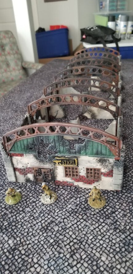 Wargaming Terrain Large Ruined Factory (27.5'' long in 1/56 scale) Various Scales Historical Wargaming