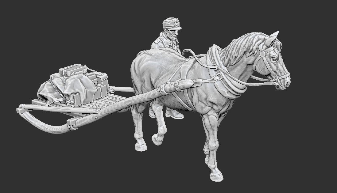WWII Finnish Horse Drawn Sled Various Scales Historical Wargaming (US tariffs are pre-paid by us)