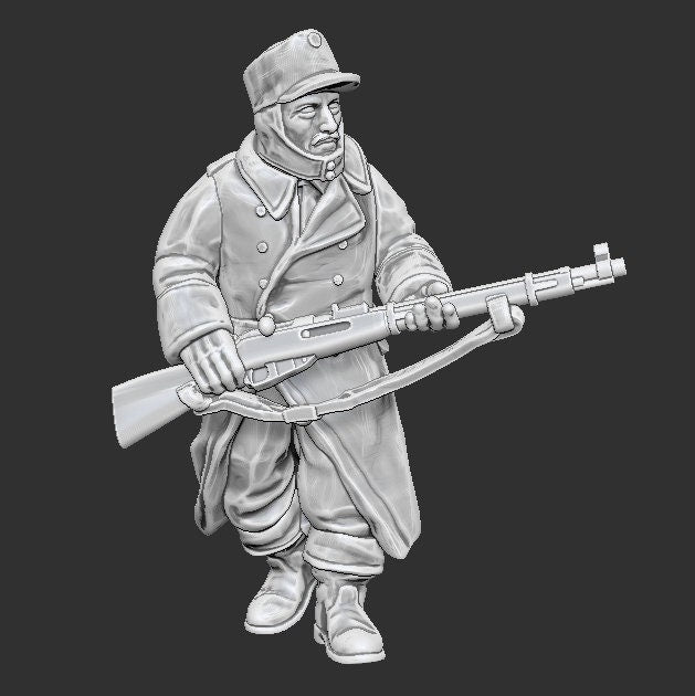 WWII Finnish Infantry Squad in Greatcoats Multipart Set (10 models) Various Scales Historical Wargaming