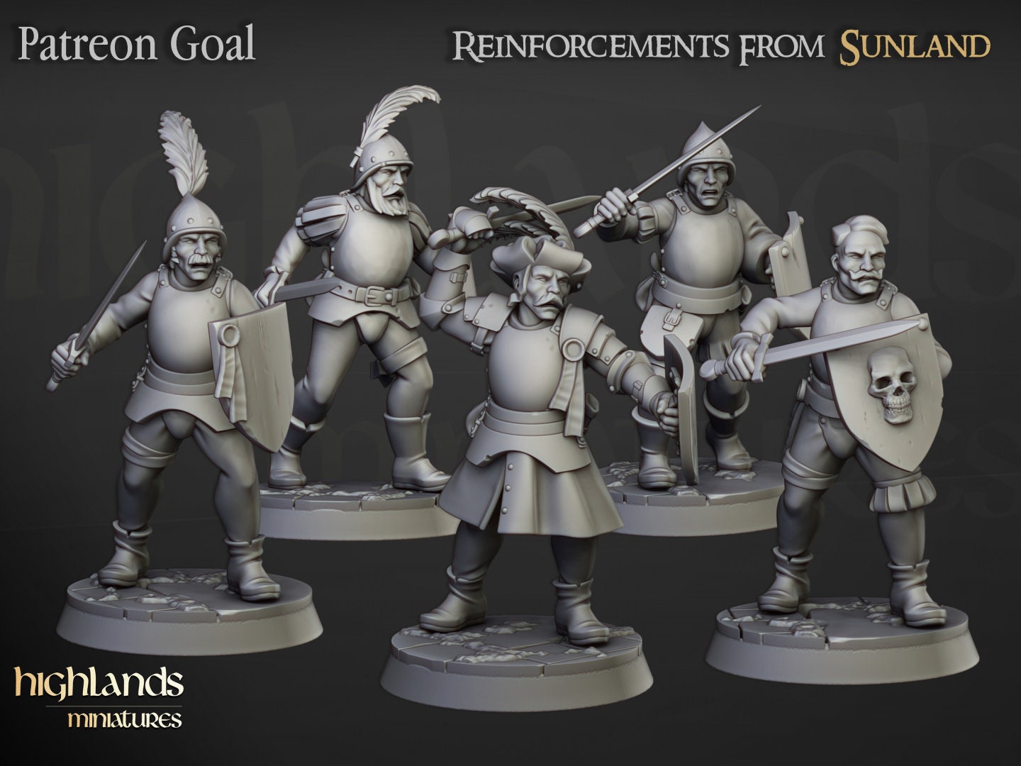 Fantasy Wargaming Highland Miniatures Sunland Swordsmen (10 Models) Various Scales