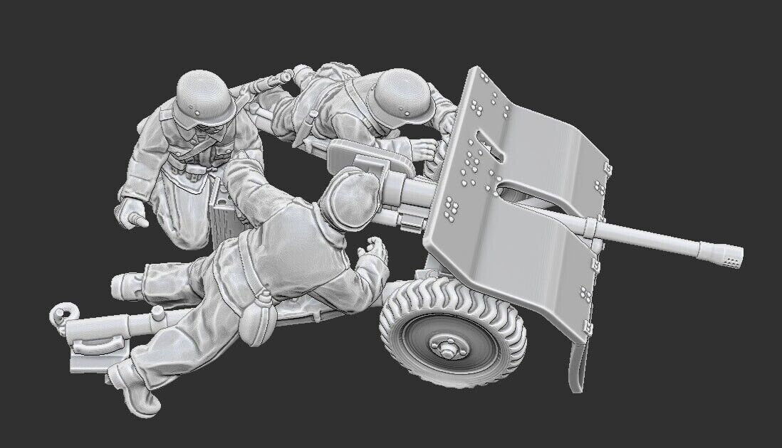 WWII Summer Finnish Bofors Anti Tank Gun with Crew Various Scales Historical Wargaming