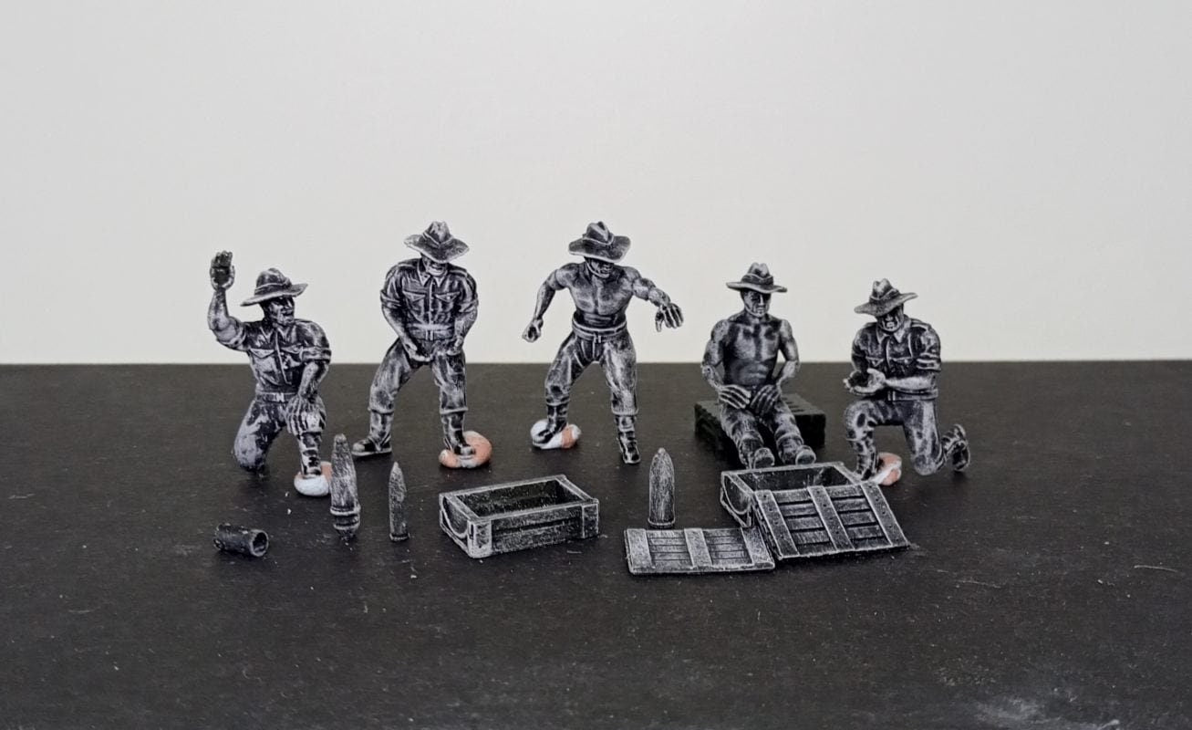 WWII Australian Generic Gun Crew (5 models) Various Scales Historical Wargaming