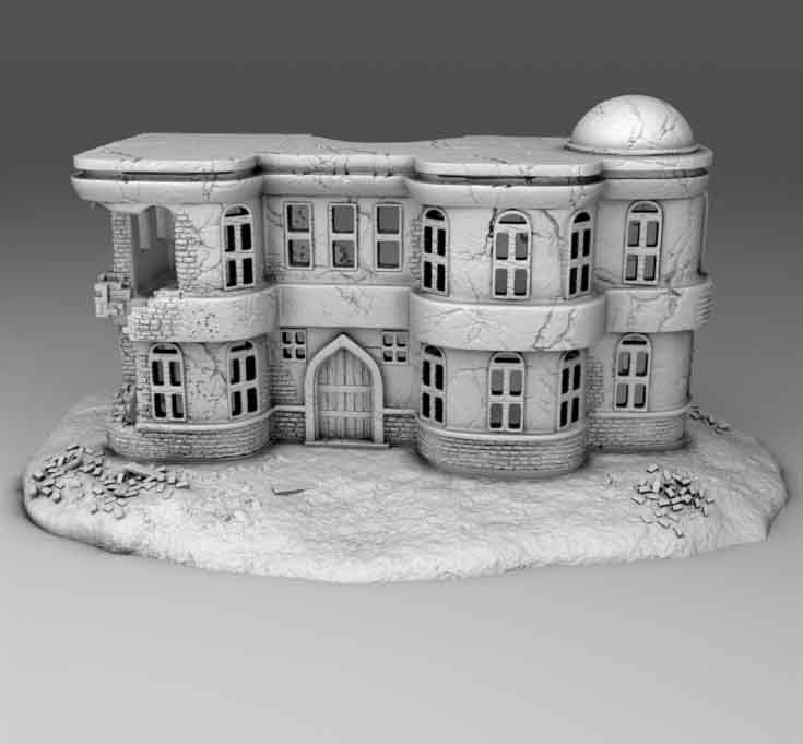 Wargaming Terrain Damaged Arab Apartment Building with Scenic Base Various Scales Historical Wargaming