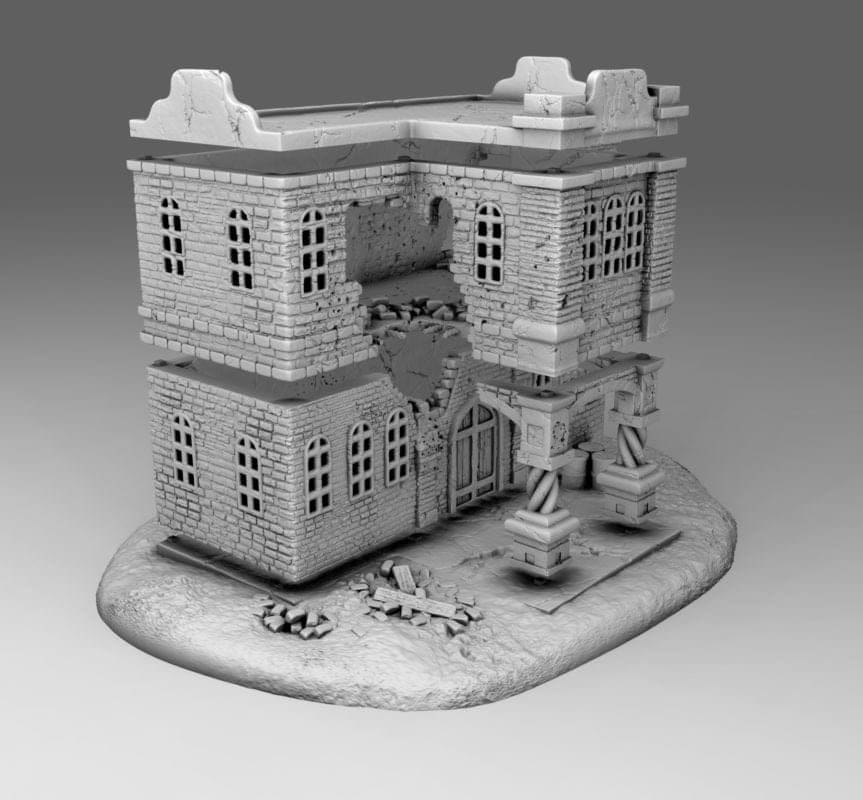 Wargaming Terrain Large Damaged Arab Building 2 Various Scales Historical Wargaming