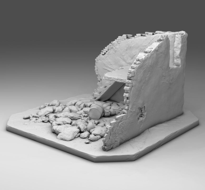 Wargaming Terrain Small Destroyed Corner Building Various Scales Historical Wargaming