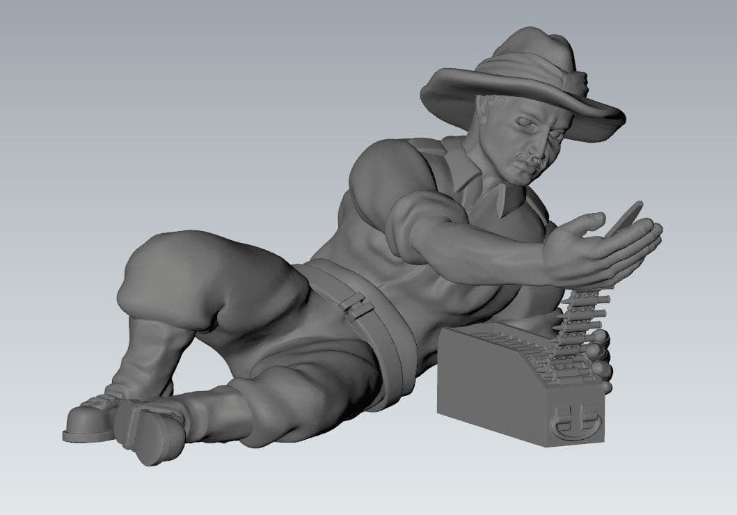 WWII Australian Vickers 303 MMG with Crew (3 models) Various Scales Historical Wargaming