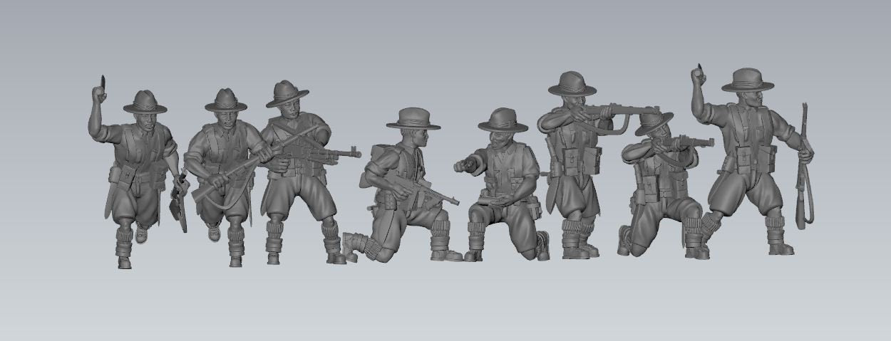 WWII Gurkha Combat Squad (8 models) Various Scales Historical Wargaming