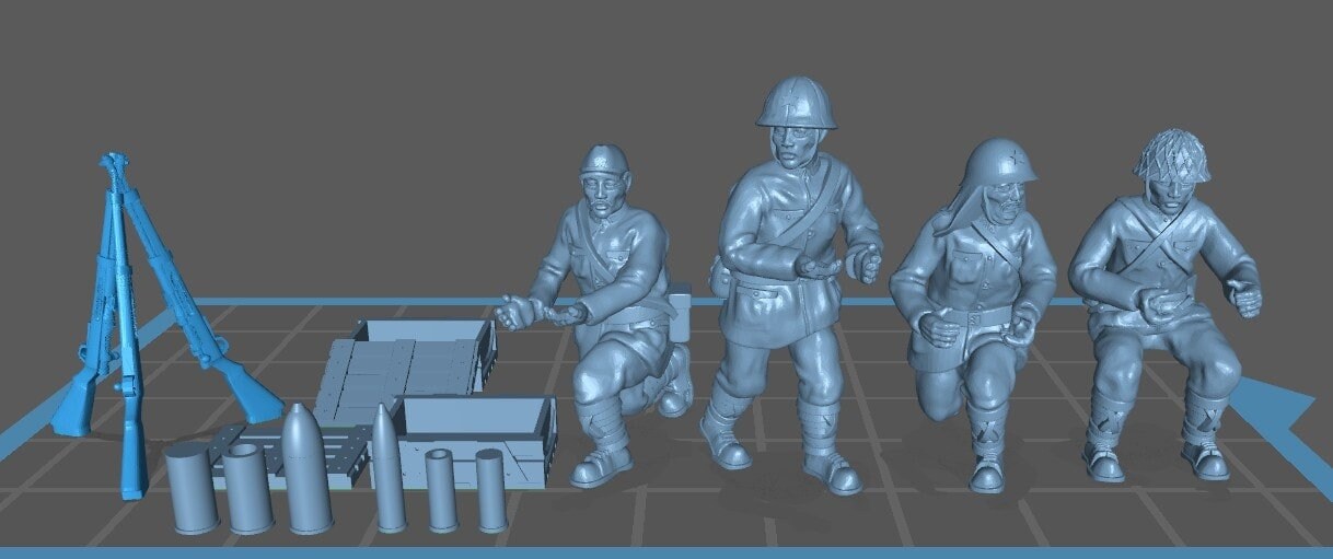 WWII Japanese Generic Artillery Crew (4 models) Various Scales Historical Wargaming