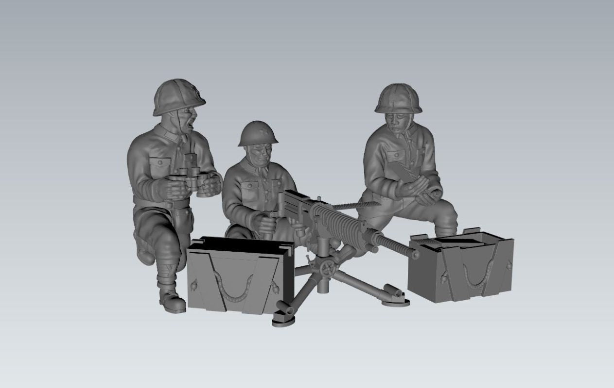 WWII Japanese Type 92 MMG Team (3 models) Various Scales Historical Wargaming