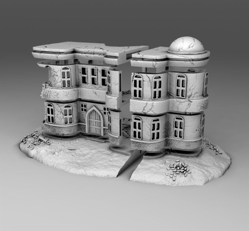 Wargaming Terrain Damaged Arab Apartment Building with Scenic Base Various Scales Historical Wargaming
