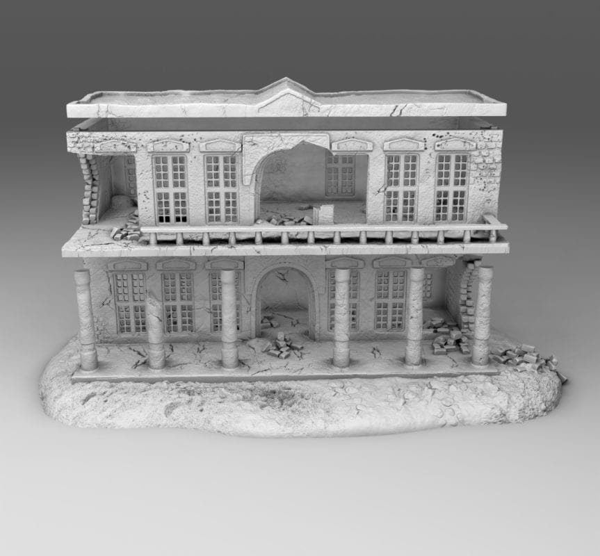 Wargaming Terrain Damaged Arab Building 1 with Scenic Base Various Scales Historical Wargaming