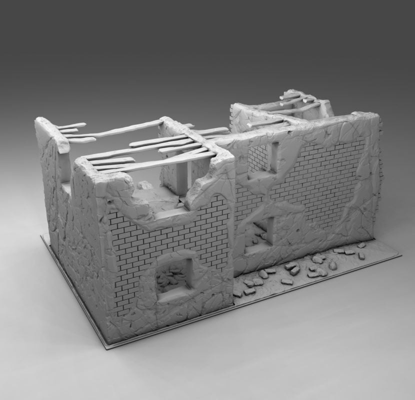 Wargaming Terrain Large Destroyed Building Various Scales Historical Wargaming