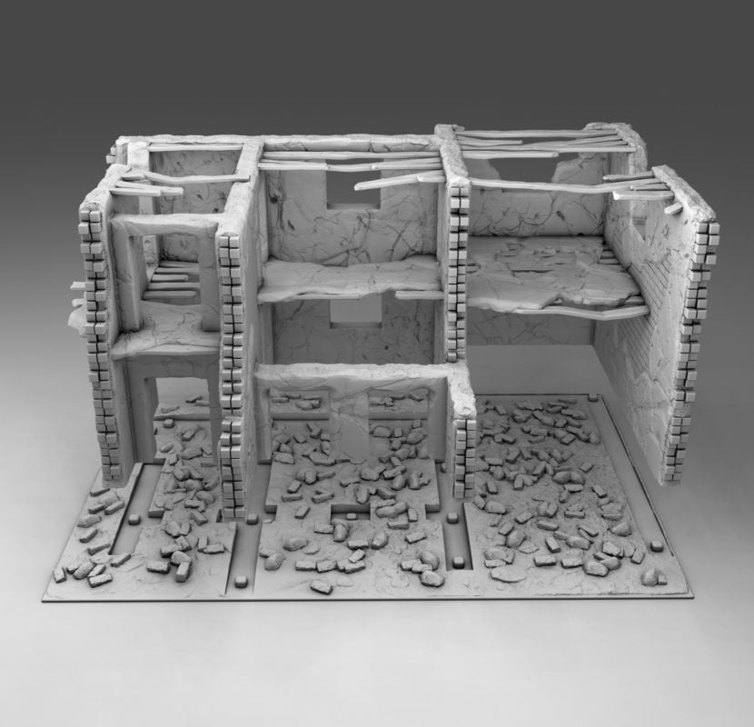 Wargaming Terrain Large Destroyed Building Various Scales Historical Wargaming