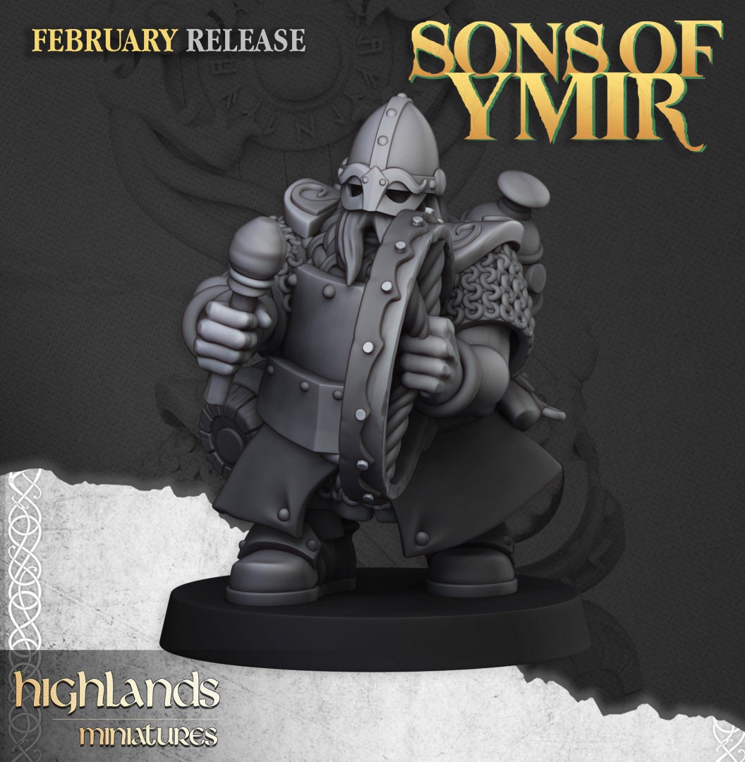 30mm Highland Miniatures Dwarf Firespitters x10 inc Command suitable for WFB