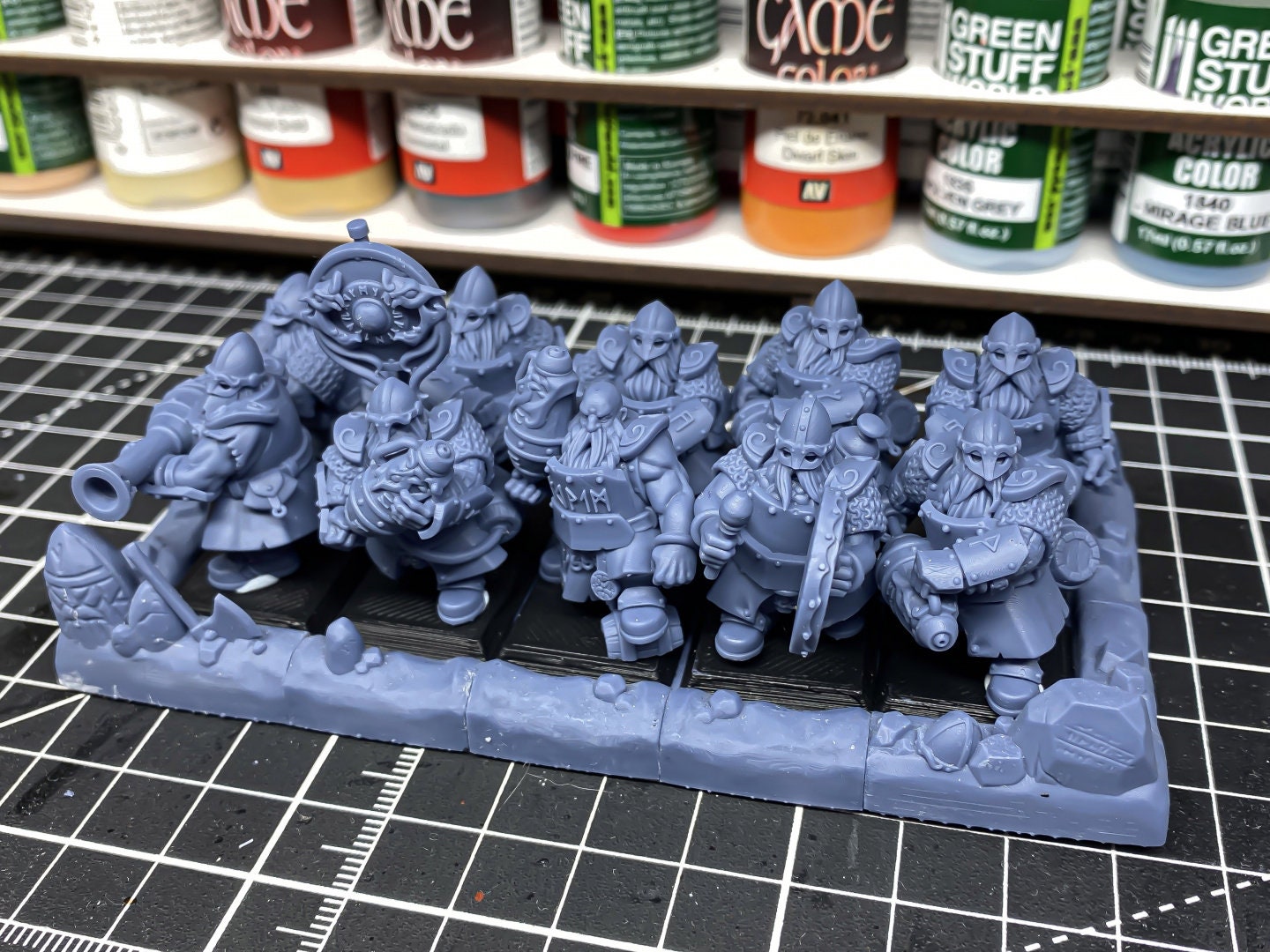 30mm Highland Miniatures Dwarf Firespitters x10 inc Command suitable for WFB