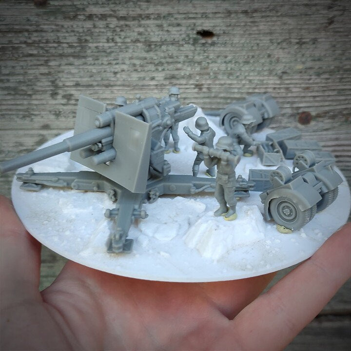 WWII German 88mm Flak Gun with Crew (5 models) and Limber Various Scales Historical Wargaming (US tariffs are pre-paid by us)