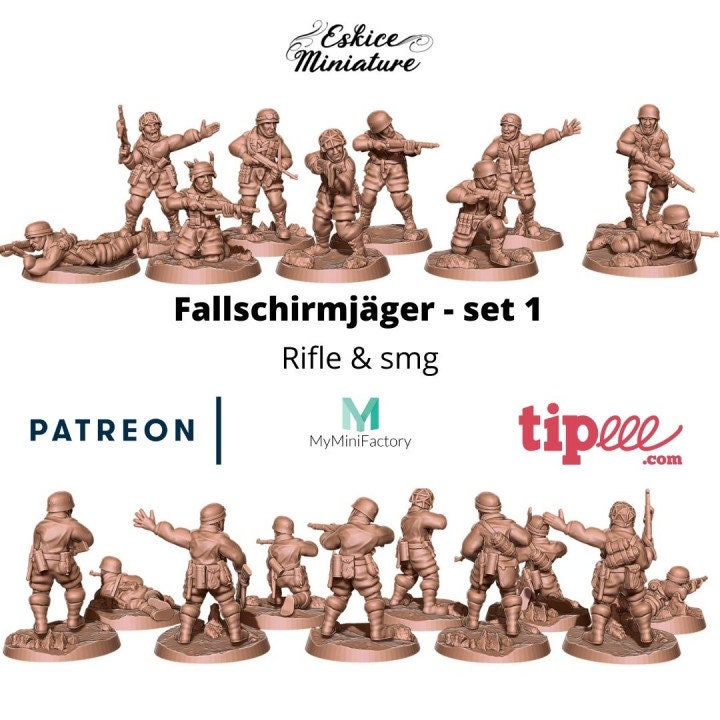WWII German Fallschirmjager Squad (10 models) Various Scales Historical Wargaming