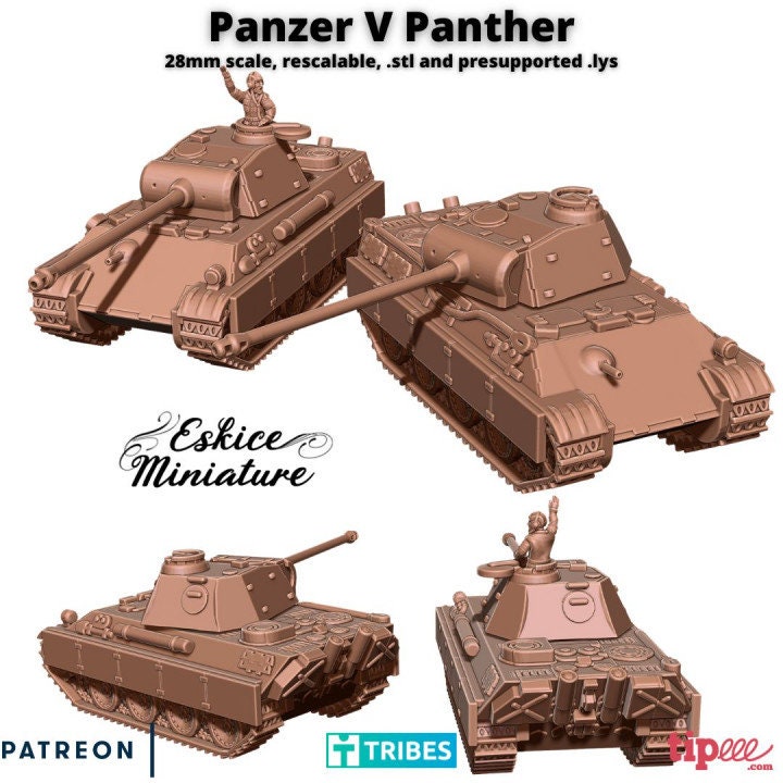 WWII German Panzer V Panther with Commander Various Scales Historical Wargaming