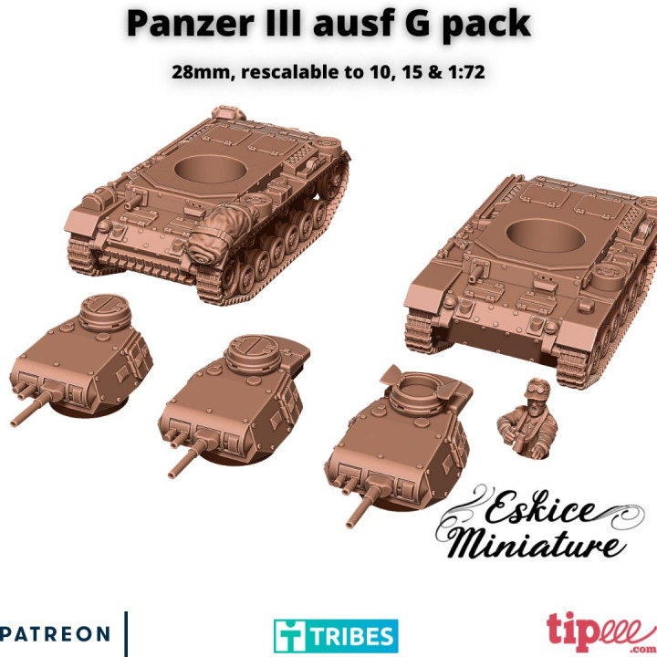 WWII German Panzer III G (3 Variants) Various Scales Historical Wargaming (US tariffs are pre-paid by us)
