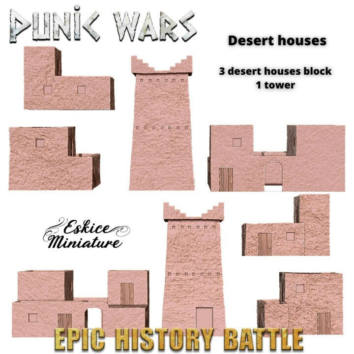 Wargaming Terrain Desert Houses Set Various Scales Historical Wargaming (US tariffs are pre-paid by us)