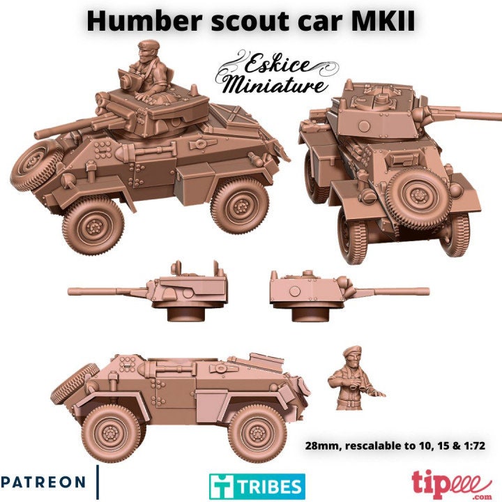 WWII British Humber Scout Car Mk II Various Scales Historical Wargaming (US tariffs are pre-paid by us)