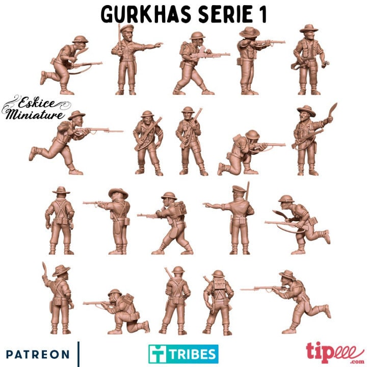 WWII Ghurka Infantry Squad (10 models) Various Scales Historical Wargaming (US tariffs are pre-paid by us)
