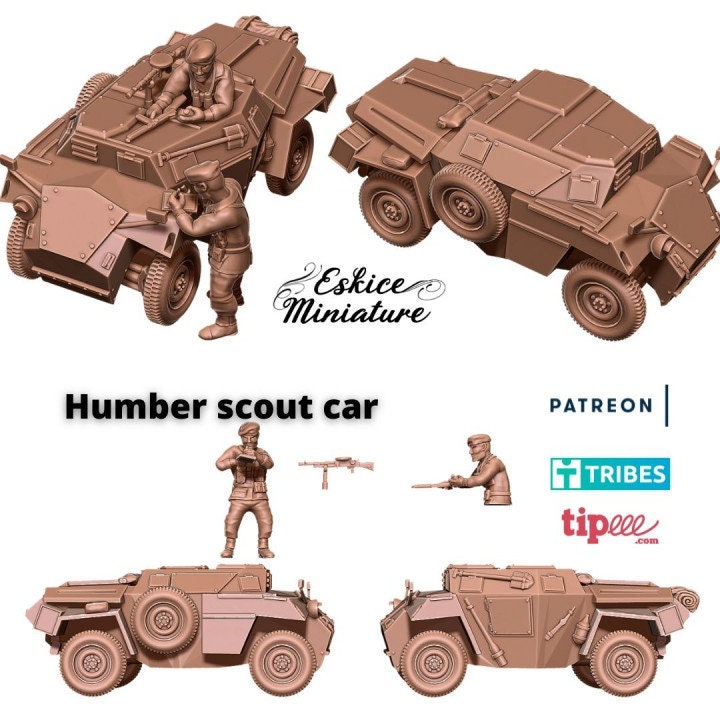 WWII British Humber Scout Car with Crew Various Scales Historical Wargaming