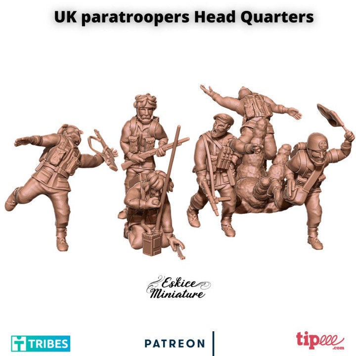 WWII British Paratroopers HQ Set (6 models) Various Scales Historical Wargaming