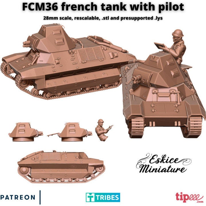 WWII French FCM36 Tank Various Scales Historical Wargaming (US tariffs are pre-paid by us)
