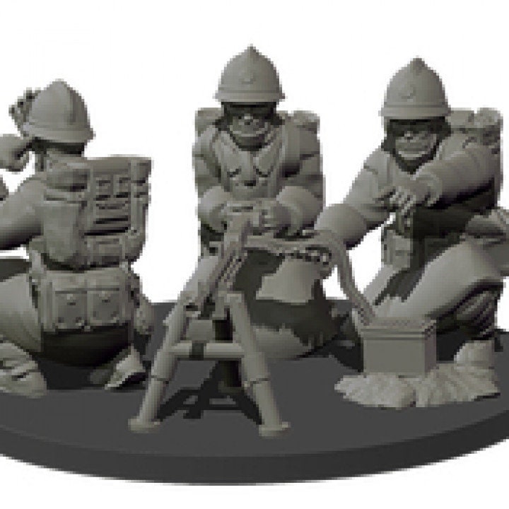 WWII French MMG Team (3 models) Various Scales Historical Wargaming