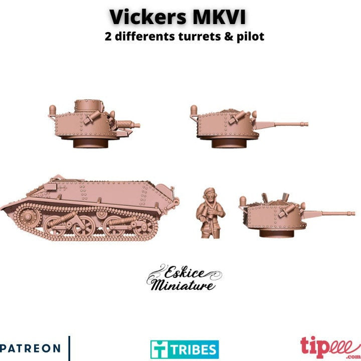 WWII UK Vickers Mk VI Tank 3 Variants Options Various Scales Historical Wargaming