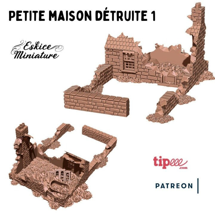 Wargaming Terrain Destroyed Small House Various Scales Historical Wargaming