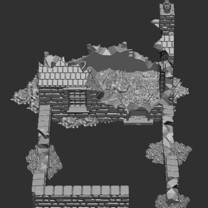 Wargaming Terrain Destroyed Small House Various Scales Historical Wargaming