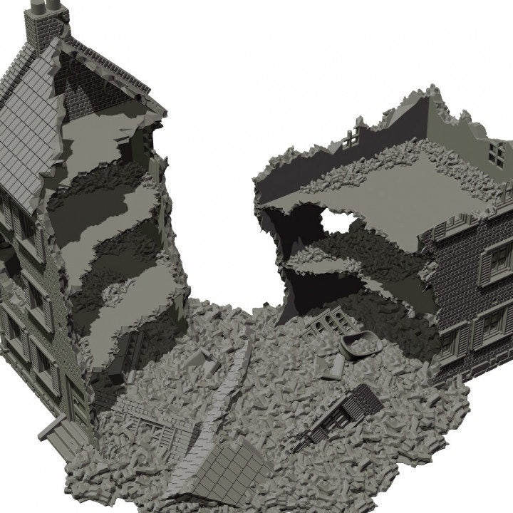 Wargaming Terrain Large Destroyed Building Various Scales Historical Wargaming