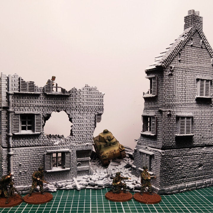 Wargaming Terrain Large Destroyed Building Various Scales Historical Wargaming
