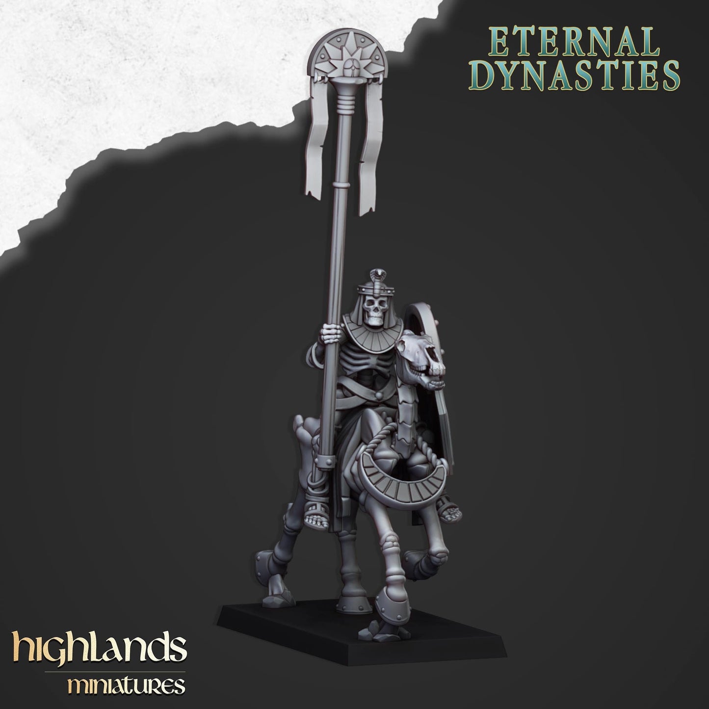 Highland Miniatures Ancient Skeletal Cavalry with Spears and Bows x8 AOS TOW WC