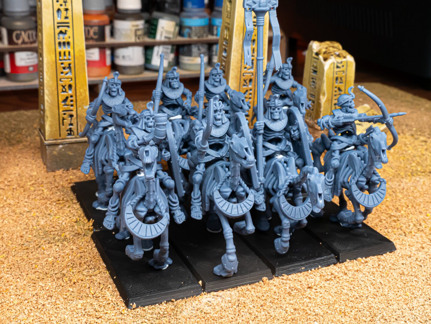 Highland Miniatures Ancient Skeletal Cavalry with Spears and Bows x8 AOS TOW WC