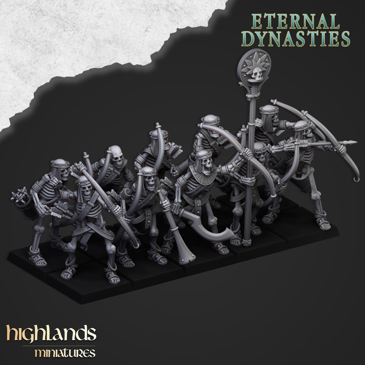 Highland Miniatures Ancient Skeletons with Bows x10 AOS TOW WC Opr Fantasy Models