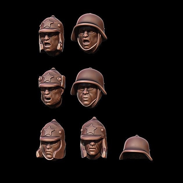 WWII Winter War Soviet head set (12 heads) Various Scales Historical Wargaming (US tariffs are pre-paid by us)