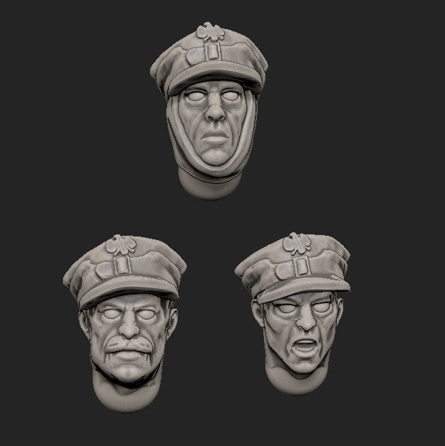 WWII Set of Polish Soldiers Heads (6 models) Various Scales Historical Wargaming