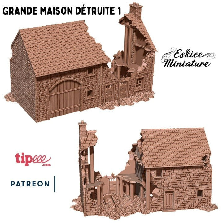 Wargaming Terrain Destroyed French House Various Scales Historical Wargaming