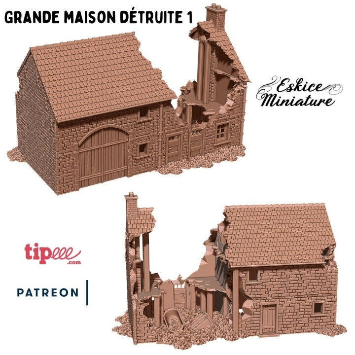 Wargaming Terrain Destroyed French House Various Scales Historical Wargaming