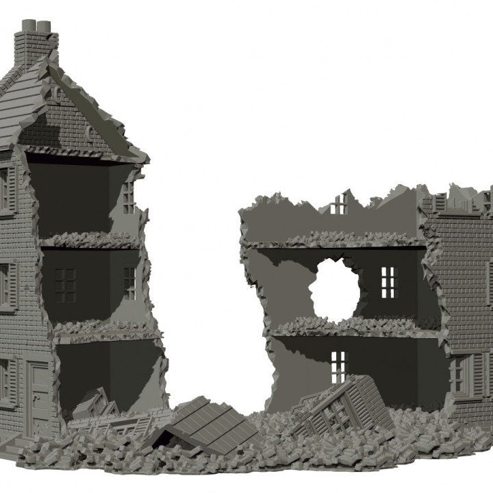 Wargaming Terrain Large Destroyed Building Various Scales Historical Wargaming