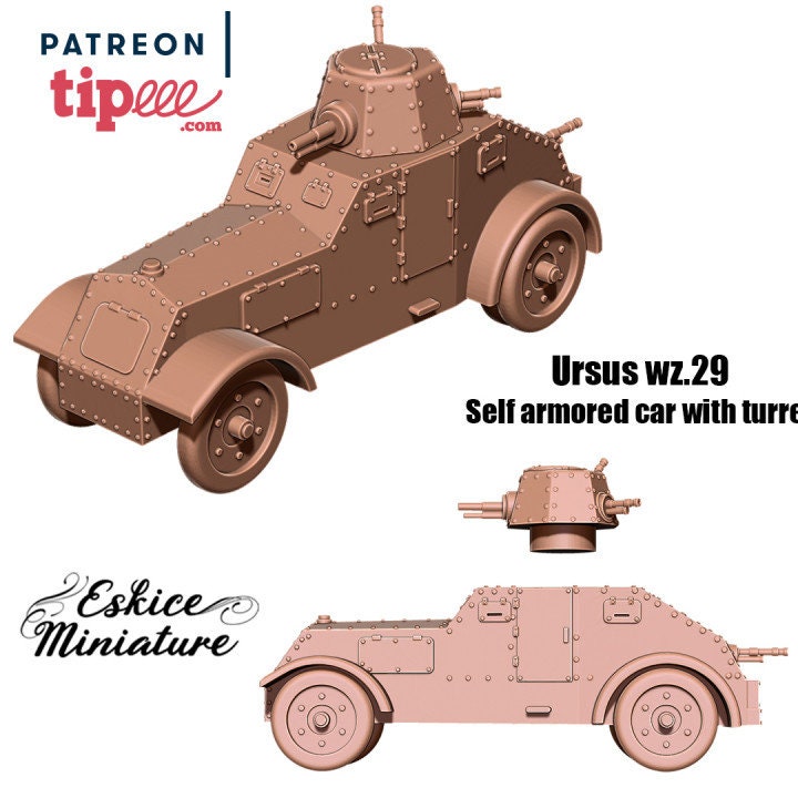 WWII Polish Ursus wz.29 Armoured Car Various Scales Historical Wargaming