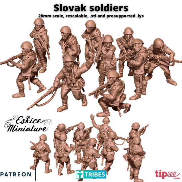 WWII Slovak Infantry Squad (10 models) Various Scales Historical Wargaming